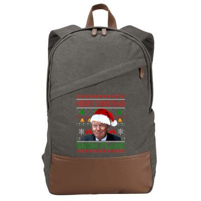 Merry Christmas Snowflake Santa Trump Xmas Ugly Sweater Cotton Canvas Backpack