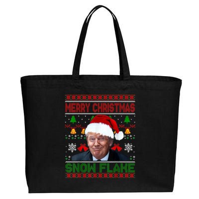 Merry Christmas Snowflake Santa Trump Xmas Ugly Sweater Cotton Canvas Jumbo Tote