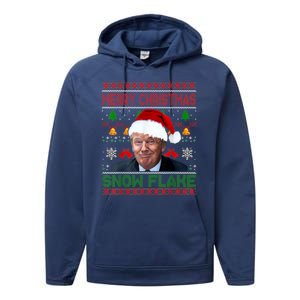 Merry Christmas Snowflake Santa Trump Xmas Ugly Sweater Performance Fleece Hoodie