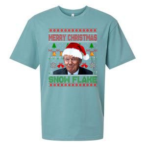 Merry Christmas Snowflake Santa Trump Xmas Ugly Sweater Sueded Cloud Jersey T-Shirt