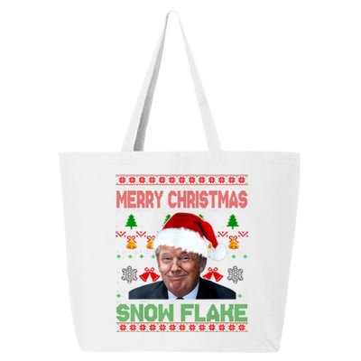 Merry Christmas Snowflake Santa Trump Xmas Ugly Sweater 25L Jumbo Tote