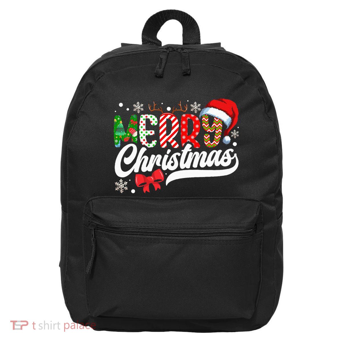 Merry Christmas Santa Hat Plaid Pattern 16 in Basic Backpack