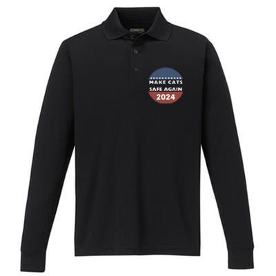 Make Cats Safe Again Harris Trump President Funny Politics Performance Long Sleeve Polo