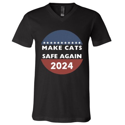 Make Cats Safe Again Harris Trump President Funny Politics V-Neck T-Shirt