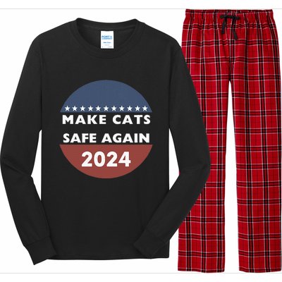 Make Cats Safe Again Harris Trump President Funny Politics Long Sleeve Pajama Set