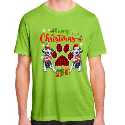 Merry Christmas Santa Elf Dalmatians Dog Paw Lover Owner Gift Adult ChromaSoft Performance T-Shirt