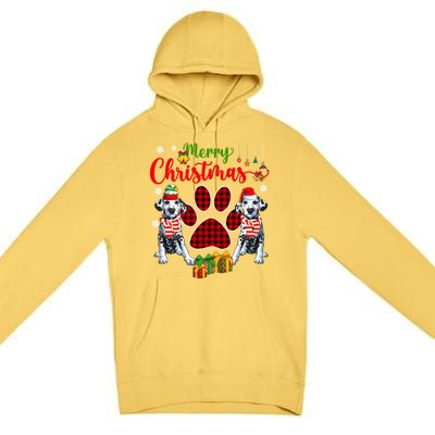 Merry Christmas Santa Elf Dalmatians Dog Paw Lover Owner Gift Premium Pullover Hoodie