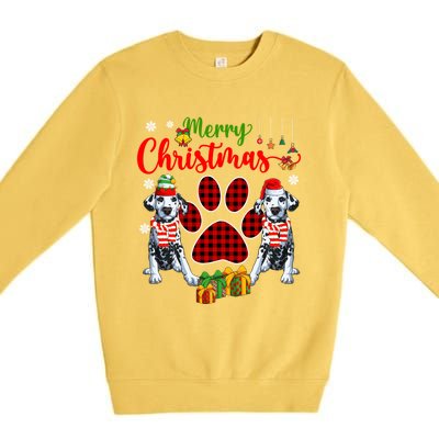 Merry Christmas Santa Elf Dalmatians Dog Paw Lover Owner Gift Premium Crewneck Sweatshirt