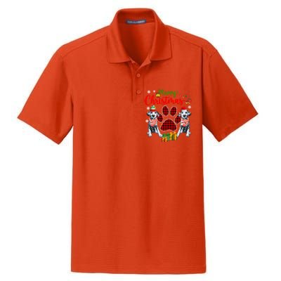 Merry Christmas Santa Elf Dalmatians Dog Paw Lover Owner Gift Dry Zone Grid Polo