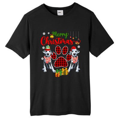 Merry Christmas Santa Elf Dalmatians Dog Paw Lover Owner Gift Tall Fusion ChromaSoft Performance T-Shirt