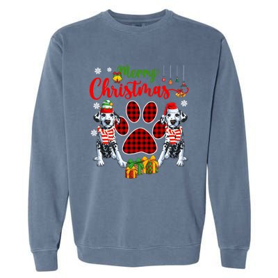 Merry Christmas Santa Elf Dalmatians Dog Paw Lover Owner Gift Garment-Dyed Sweatshirt