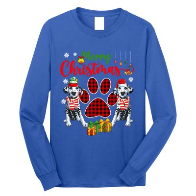 Merry Christmas Santa Elf Dalmatians Dog Paw Lover Owner Gift Long Sleeve Shirt