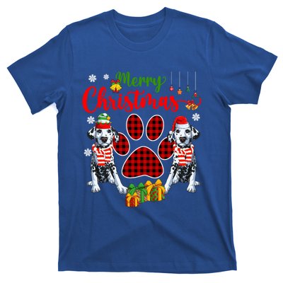 Merry Christmas Santa Elf Dalmatians Dog Paw Lover Owner Gift T-Shirt