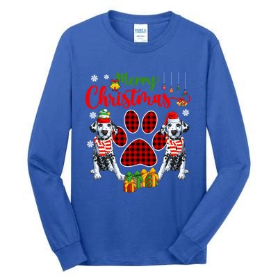 Merry Christmas Santa Elf Dalmatians Dog Paw Lover Owner Gift Tall Long Sleeve T-Shirt