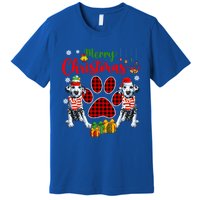 Merry Christmas Santa Elf Dalmatians Dog Paw Lover Owner Gift Premium T-Shirt