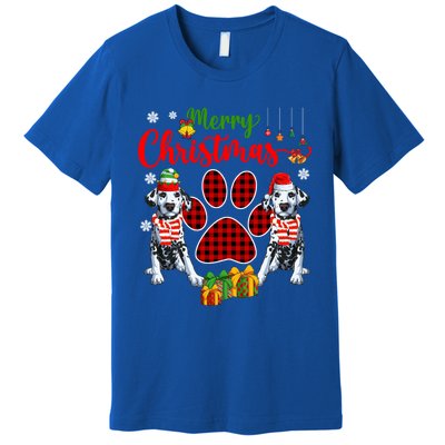 Merry Christmas Santa Elf Dalmatians Dog Paw Lover Owner Gift Premium T-Shirt