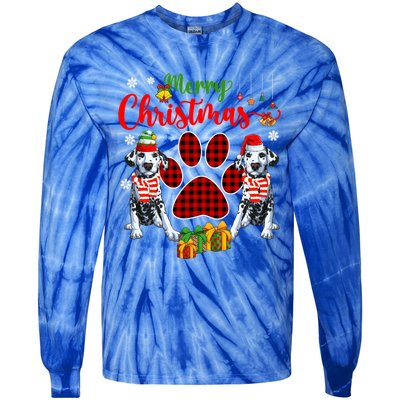 Merry Christmas Santa Elf Dalmatians Dog Paw Lover Owner Gift Tie-Dye Long Sleeve Shirt