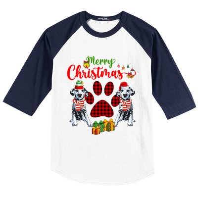 Merry Christmas Santa Elf Dalmatians Dog Paw Lover Owner Gift Baseball Sleeve Shirt