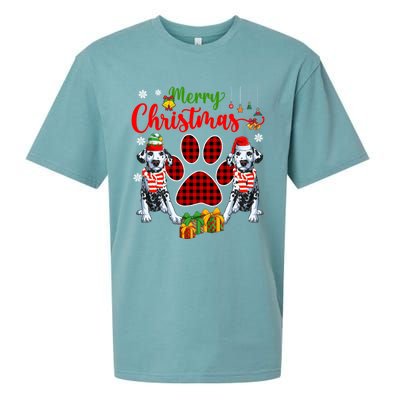 Merry Christmas Santa Elf Dalmatians Dog Paw Lover Owner Gift Sueded Cloud Jersey T-Shirt