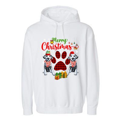 Merry Christmas Santa Elf Dalmatians Dog Paw Lover Owner Gift Garment-Dyed Fleece Hoodie