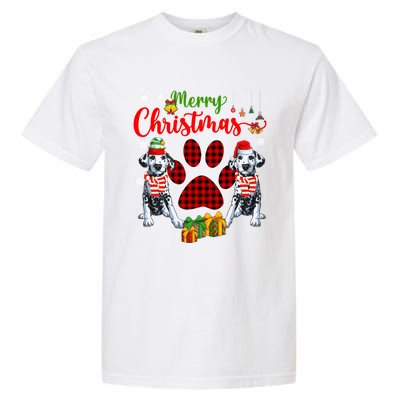 Merry Christmas Santa Elf Dalmatians Dog Paw Lover Owner Gift Garment-Dyed Heavyweight T-Shirt