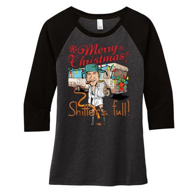 Merry Christmas Shitter's Full Women's Tri-Blend 3/4-Sleeve Raglan Shirt