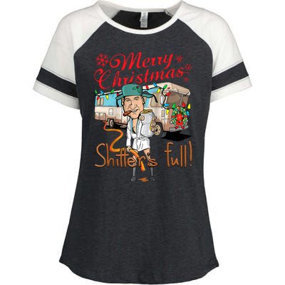 Merry Christmas Shitter's Full Enza Ladies Jersey Colorblock Tee