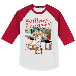 Merry Christmas Shitter's Full Kids Colorblock Raglan Jersey