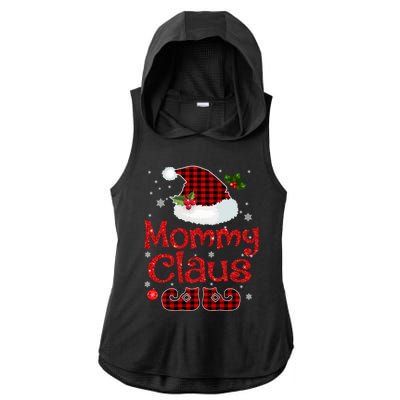 Mommy Claus Santa Hat Red Plaid Buffalo Christmas Pajama Gift Ladies PosiCharge Tri-Blend Wicking Draft Hoodie Tank