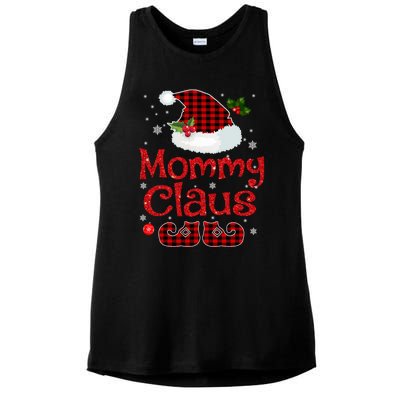 Mommy Claus Santa Hat Red Plaid Buffalo Christmas Pajama Gift Ladies PosiCharge Tri-Blend Wicking Tank