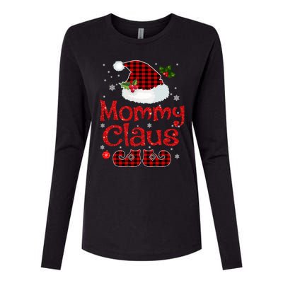 Mommy Claus Santa Hat Red Plaid Buffalo Christmas Pajama Gift Womens Cotton Relaxed Long Sleeve T-Shirt