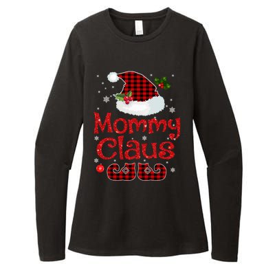 Mommy Claus Santa Hat Red Plaid Buffalo Christmas Pajama Gift Womens CVC Long Sleeve Shirt