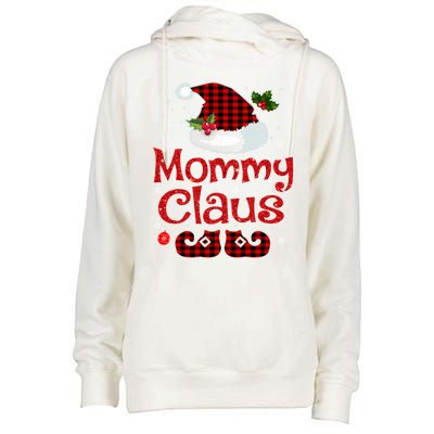 Mommy Claus Santa Hat Red Plaid Buffalo Christmas Pajama Gift Womens Funnel Neck Pullover Hood