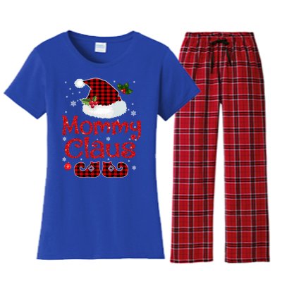 Mommy Claus Santa Hat Red Plaid Buffalo Christmas Pajama Gift Women's Flannel Pajama Set