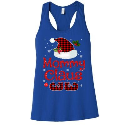 Mommy Claus Santa Hat Red Plaid Buffalo Christmas Pajama Gift Women's Racerback Tank