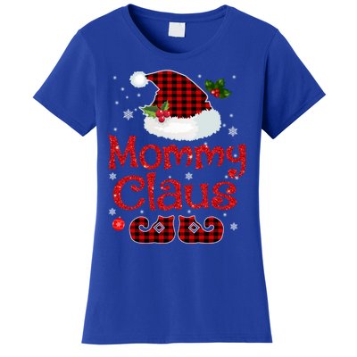 Mommy Claus Santa Hat Red Plaid Buffalo Christmas Pajama Gift Women's T-Shirt