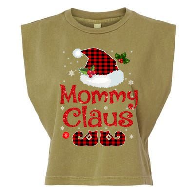 Mommy Claus Santa Hat Red Plaid Buffalo Christmas Pajama Gift Garment-Dyed Women's Muscle Tee