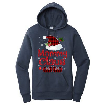 Mommy Claus Santa Hat Red Plaid Buffalo Christmas Pajama Gift Women's Pullover Hoodie