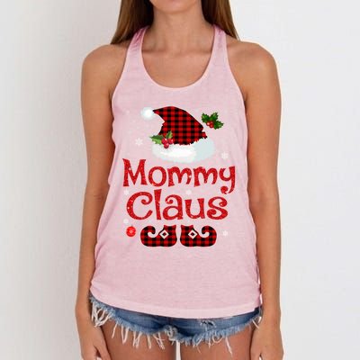 Mommy Claus Santa Hat Red Plaid Buffalo Christmas Pajama Gift Women's Knotted Racerback Tank