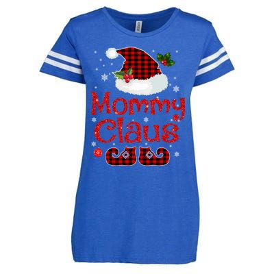 Mommy Claus Santa Hat Red Plaid Buffalo Christmas Pajama Gift Enza Ladies Jersey Football T-Shirt