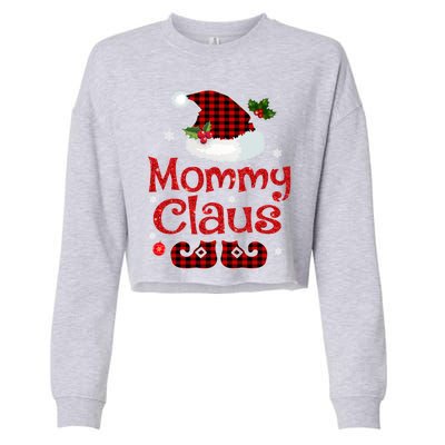 Mommy Claus Santa Hat Red Plaid Buffalo Christmas Pajama Gift Cropped Pullover Crew