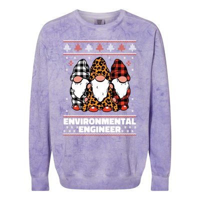 Merry Christmas Santa Gnome Environtal Engineer Xmas Funny Gift Colorblast Crewneck Sweatshirt