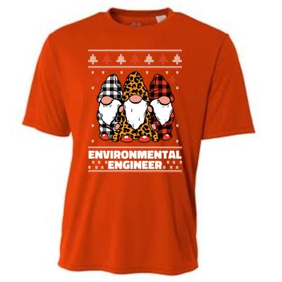 Merry Christmas Santa Gnome Environtal Engineer Xmas Funny Gift Cooling Performance Crew T-Shirt