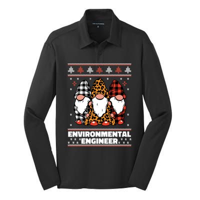 Merry Christmas Santa Gnome Environtal Engineer Xmas Funny Gift Silk Touch Performance Long Sleeve Polo