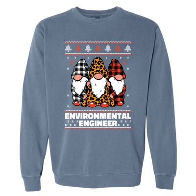 Merry Christmas Santa Gnome Environtal Engineer Xmas Funny Gift Garment-Dyed Sweatshirt