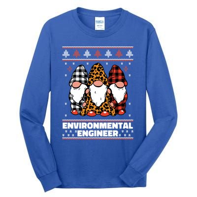 Merry Christmas Santa Gnome Environtal Engineer Xmas Funny Gift Tall Long Sleeve T-Shirt