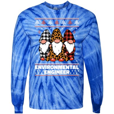 Merry Christmas Santa Gnome Environtal Engineer Xmas Funny Gift Tie-Dye Long Sleeve Shirt