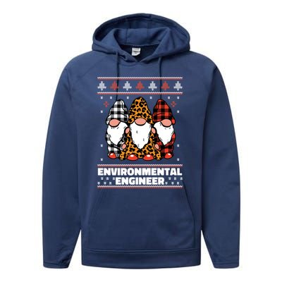 Merry Christmas Santa Gnome Environtal Engineer Xmas Funny Gift Performance Fleece Hoodie