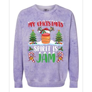 My Christmas Spirit Jam Wearing Santa Hat Xmas Christmas Gift Colorblast Crewneck Sweatshirt