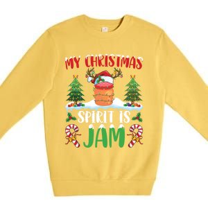 My Christmas Spirit Jam Wearing Santa Hat Xmas Christmas Gift Premium Crewneck Sweatshirt